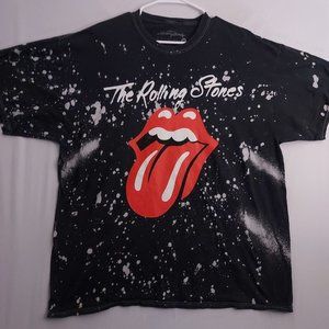 Rolling Stone Shirt Tongue Lips Mens XL Rock Band Black Paint Splatter Graphic
